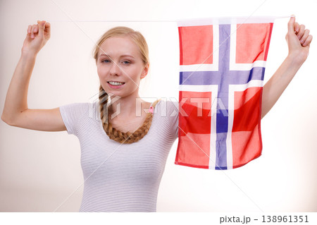Girl with norwegian flag Girl with norwegian flag 138961351