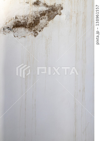 Damaged white wall with water stains and mold indoors Damaged white wall with water stains and mold indoors 138961557