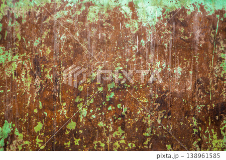 Rusty metal texture with peeling green paint background and texture 138961585