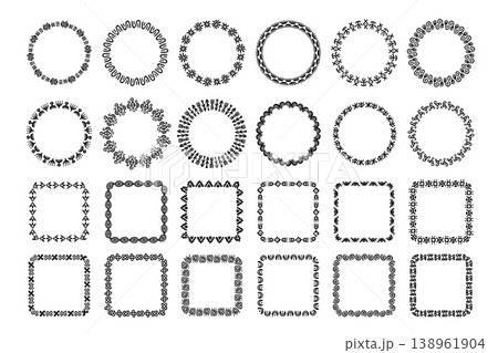 African tribal frames and wreath borders, ethnic circular and square ornamental vector collection with geometric motifs, hand drawn black decorative frames and labels African tribal frames and wreath borders, ethnic circular and square ornamental vector collection with geometric motifs, hand drawn black decorative frames and labels 138961904