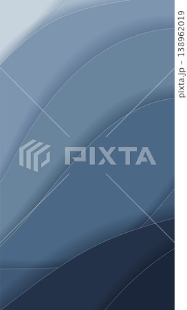 Vertical Ocean Waves Background Abstract Blue Paper Cut Layers with Light Outlines for Instagram Stories, Mobile App Design and Marine Tech Branding 138962019
