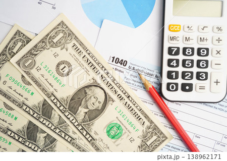 Tax form 1040 U.S. Individual Income Tax Return, business finance concept. Tax form 1040 U.S. Individual Income Tax Return, business finance concept. 138962171
