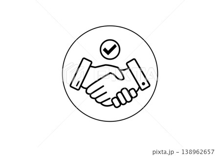 Business Handshake Icon With Checkmark Partnership, Agreement, Trust and Successful Deal Symbol 138962657