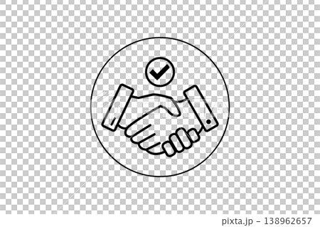 Business Handshake Icon With Checkmark Partnership, Agreement, Trust and Successful Deal Symbol 138962657