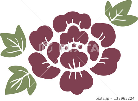 牡丹の和柄文様ベクターイラスト 着物柄風フラットデザイン パターン素材 138963224