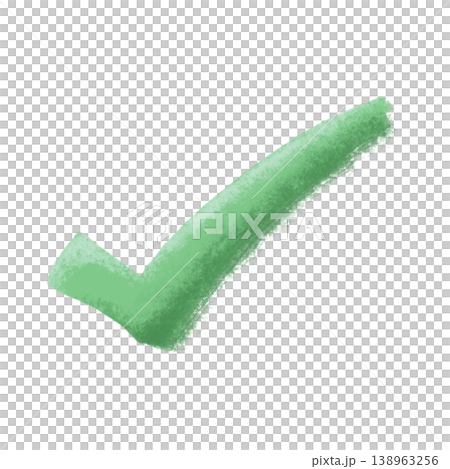 Watercolor-style green checkmark | Hand-drawn, transparent, simple Watercolor-style green checkmark | Hand-drawn, transparent, simple 138963256