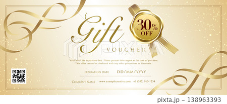 エレガントなゴールドのギフト券テンプレート - リボンとシーリングワックス 138963393