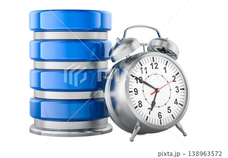 Database with alarm clock. 3D rendering 138963572