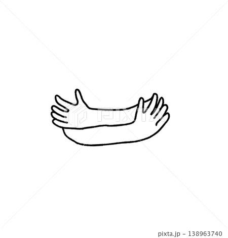 Hugging hands, hand drawn doodle arm hug, support and love gesture sketch. Minimalist line art embracing silhouette, care friendship symbol, human touch outline ink. Hugging hands concept Hugging hands, hand drawn doodle arm hug, support and love gesture sketch. Minimalist line art embracing silhouette, care friendship symbol, human touch outline ink. Hugging hands concept 138963740