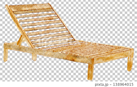 Wooden Beach Lounge Chair Illustration for Summer Vacation Design Wooden Beach Lounge Chair Illustration for Summer Vacation Design 138964015