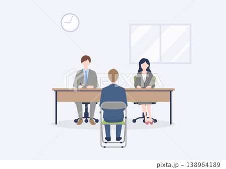 企業面接に臨む新卒と面接官の面接風景 138964189