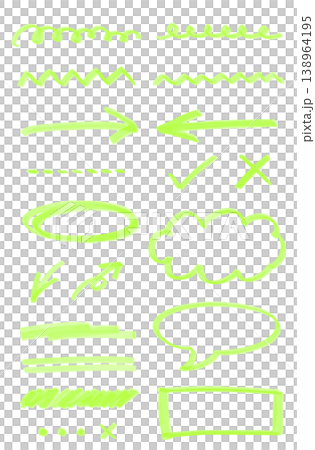 A set of hand-drawn underline markers, speech bubbles, and arrows. For highlights and important points. Light green. A set of hand-drawn underline markers, speech bubbles, and arrows. For highlights and important points. Light green. 138964195