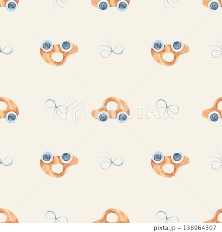 Watercolor toy car seamless pattern on a beige, light green background. Baby boy nursery decor. Ideal for textile, fabric, wallpaper, wrapping paper and pastel kids background. Watercolor toy car seamless pattern on a beige, light green background. Baby boy nursery decor. Ideal for textile, fabric, wallpaper, wrapping paper and pastel kids background. 138964307
