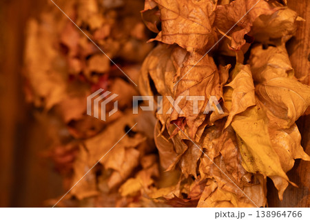Dried Brown Autumn Leaves Macro Texture with Warm Natural Lighting and Organic Shapes Dried Brown Autumn Leaves Macro Texture with Warm Natural Lighting and Organic Shapes 138964766