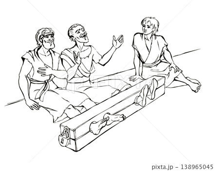Paul and Silas in prison. Vector drawing Paul and Silas in prison. Vector drawing 138965045