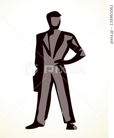 Vector drawing. Standing businessman sign 138965062