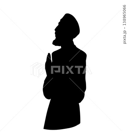 Vector drawing. Old praying man Vector drawing. Old praying man 138965066