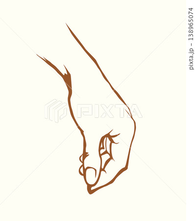 A hand is holding a pinch of salt. Vector drawing A hand is holding a pinch of salt. Vector drawing 138965074