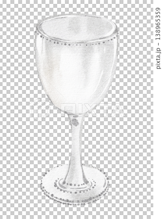 Silver cup hand painted watercolor illustration with goblet and trophy cup form. Cup isolated clipart object with minimal clean style. Suitable for restaurant, menu and kitchenware design. 138965359