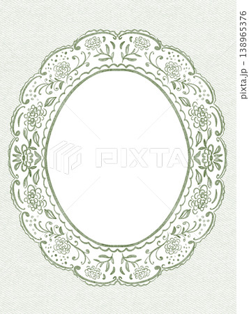 Frame border ornate watercolor hand painted illustration. Decorative oval vignette with tracery and symmetry. Invitation template, postcard, mockup, editable background. 138965376