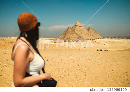 Woman Attracted By The Beauty Of The Pyramids 138966190