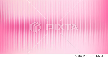 Ribbed glass background with abstract gradient effect. Pink vertical fluted stripes. Blurred futuristic rippled backdrop. Geometric holographic vector bg. 138966312