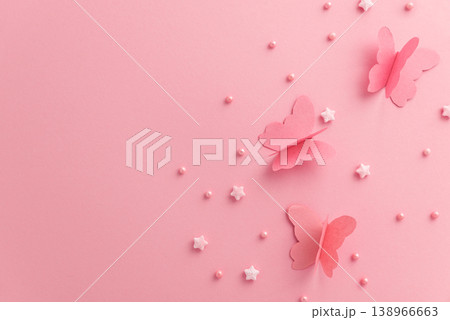 Paper Butterflies with Sprinkles on Pink Background Paper Butterflies with Sprinkles on Pink Background 138966663