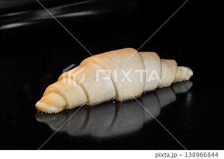 Homemade croissant baking and rising in electric oven: close up 138966844