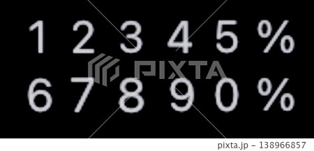 White numbers, percent pixel set on black display background - close up, macro White numbers, percent pixel set on black display background - close up, macro 138966857