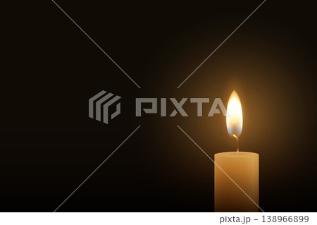 Candle Light, Vector Illustration with 3d Realistic Burning Flame on Dark Background. Memorial and Sympathy Horizontal Card Template. Spiritual, Calm Design For Remembrance, Meditation, Condolence Candle Light, Vector Illustration with 3d Realistic Burning Flame on Dark Background. Memorial and Sympathy Horizontal Card Template. Spiritual, Calm Design For Remembrance, Meditation, Condolence 138966899