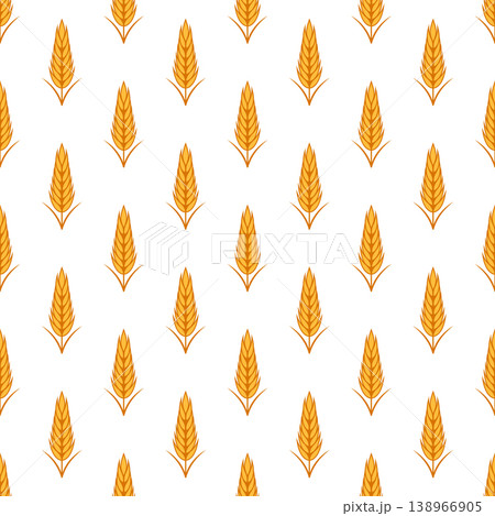 Vector Seamless Pattern with Agriculture Wheat and Cereal Ears on White Background. Organic Wheat, Rice Ear Design Template. Bread, Beer Packaging, Farming, Organic Food Concepts Vector Seamless Pattern with Agriculture Wheat and Cereal Ears on White Background. Organic Wheat, Rice Ear Design Template. Bread, Beer Packaging, Farming, Organic Food Concepts 138966905