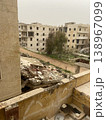 Damaged buildings and rubble scene, ideal for war reports 138967099