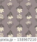 Seamless monochrome pattern featuring hand drawn abstract flowers. Artistic brush strokes floral design in modern minimalist style 138967210