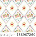 oriental print of diamonds and flowers. seamless pattern in a folk style. 138967260