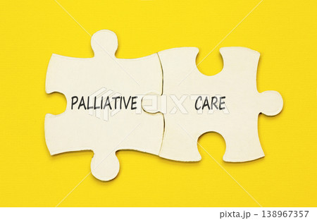 Palliative care words symbol. Concept words Palliative care on beautiful white puzzles. Beautiful yellow background. Medical and Palliative care words concept. Copy space. Palliative care words symbol. Concept words Palliative care on beautiful white puzzles. Beautiful yellow background. Medical and Palliative care words concept. Copy space. 138967357