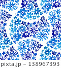 Watercolor seamless pattern with a tiled blue ornament 138967393
