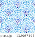 Watercolor seamless pattern with a tiled pattern. Blue scale ornament. 138967395