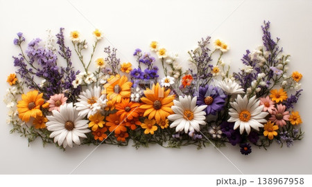 Intricately detailed three-dimensional embroidered wall art showcasing vibrant floral daisies Intricately detailed three-dimensional embroidered wall art showcasing vibrant floral daisies 138967958