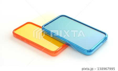 Two colorful plastic smartphone cases on a white background 138967995
