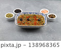 Traditional Turkish Roasted Eggplant Salad Meze with Garlic and Olive Oil on a Rustic Plate Backdrop 138968365