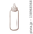 Sauce squeeze bottle. Vector illustration in engraving style. Condiment container element for fast food menus, takeaway packaging, recipe cards, kitchen graphics and cafe posters. 138968368