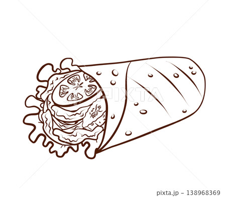 Stuffed wrap with vegetables and savory...のイラスト素材 [138968369] - PIXTA