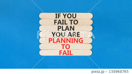 Planning to fail symbol. Concept words If you fail to plan you are planning to fail on beautiful wooden sticks. Beautiful blue paper background. Business planning to fail concept. Copy space. Planning to fail symbol. Concept words If you fail to plan you are planning to fail on beautiful wooden sticks. Beautiful blue paper background. Business planning to fail concept. Copy space. 138968765