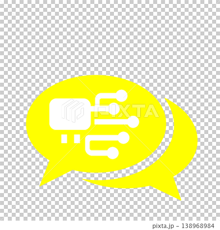 AIチャットと対話を表すコミュニケーションアイコン(黄色) AIチャットと対話を表すコミュニケーションアイコン(黄色) 138968984