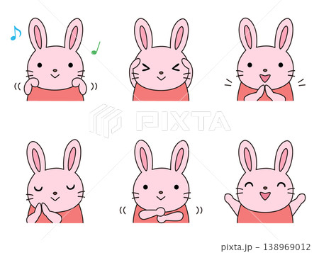 手遊びをするウサギのイラストセット 138969012