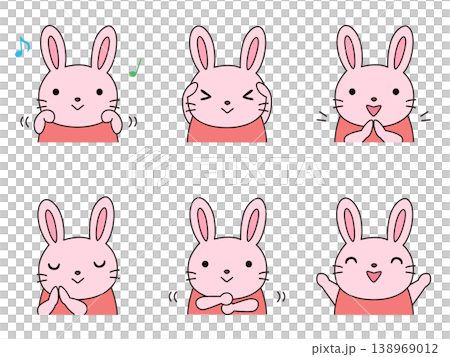 手遊びをするウサギのイラストセット 138969012