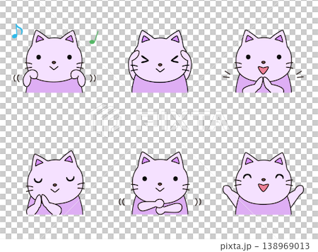 手遊びをするネコのイラストセット 138969013