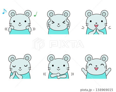 手遊びをするネズミのイラストセット 138969015