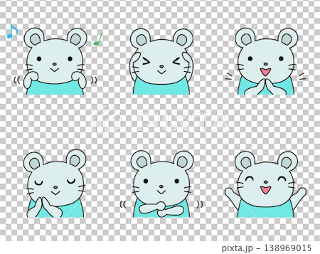 手遊びをするネズミのイラストセット 138969015