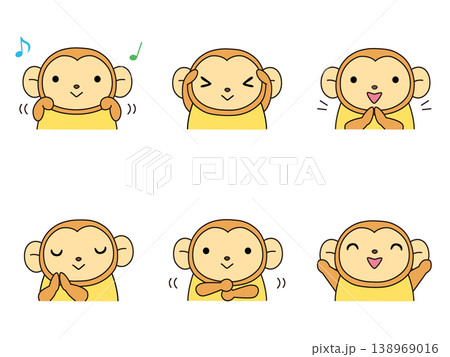 手遊びをするサルのイラストセット 138969016